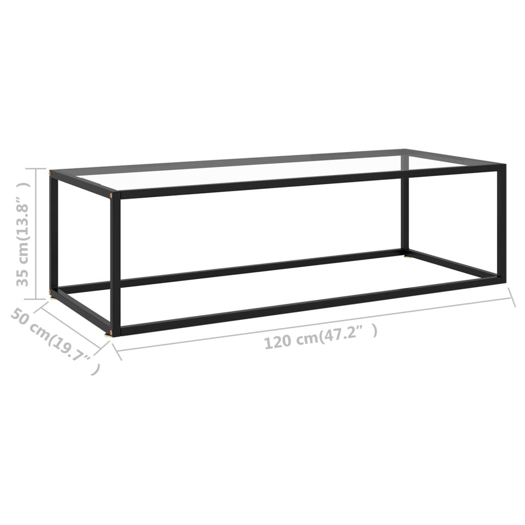 Table basse Noir avec verre trempé 120x50x35 cm