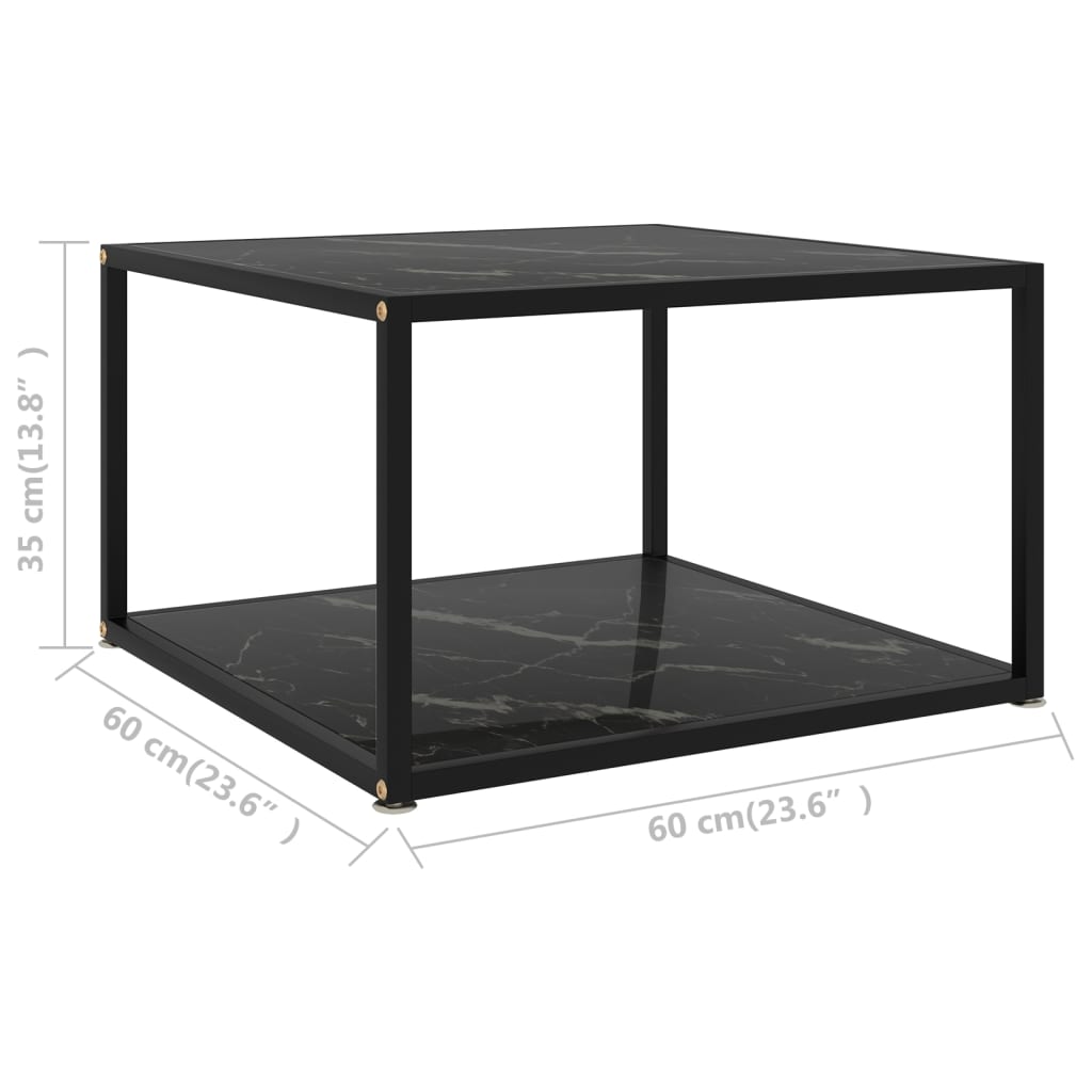 Table basse Noir 60x60x35 cm Verre trempé - XIOS