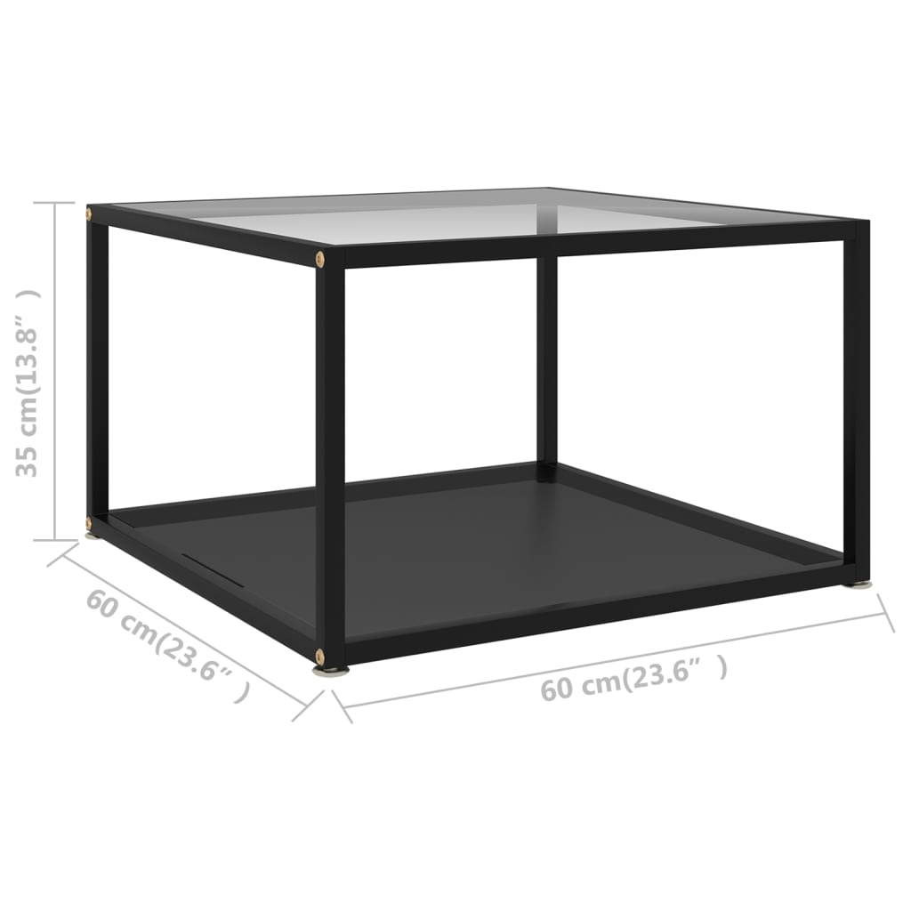 Table basse Transparent et noir 60x60x35 cm Verre trempé - XIOS