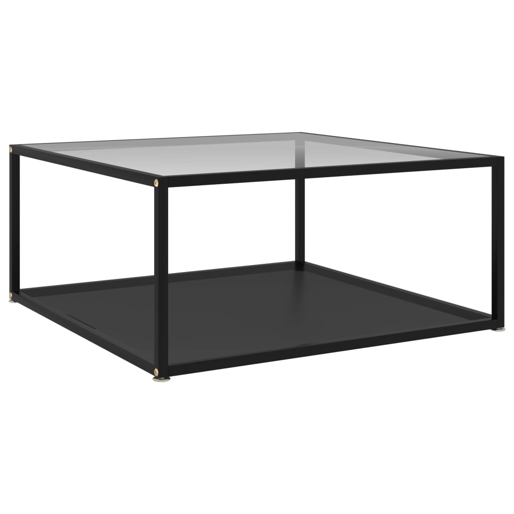 Table basse Transparent et noir 80x80x35 cm Verre trempé - XIOS