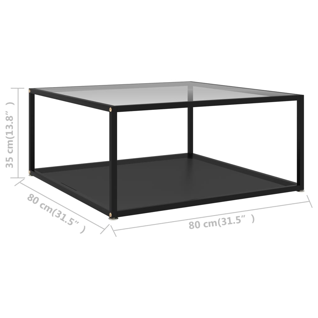 Table basse Transparent et noir 80x80x35 cm Verre trempé - XIOS