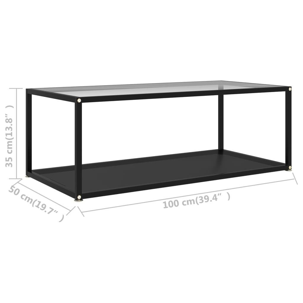 Table basse Transparent et noir 100x50x35 cm Verre trempé - XIOS
