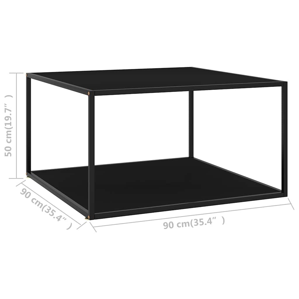 Table basse Noir avec verre noir 90x90x50 cm - XIOS