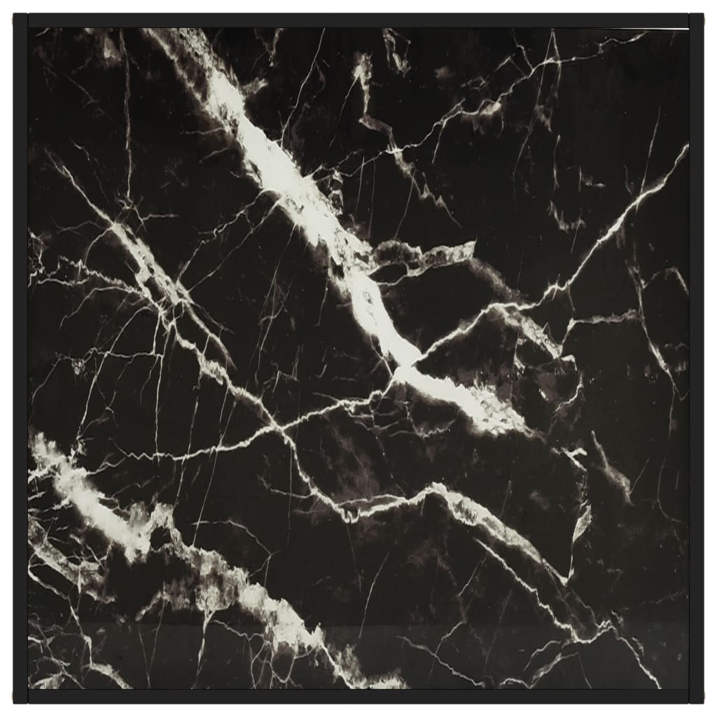 Table basse Noir avec verre marbre noir 90x90x50 cm
