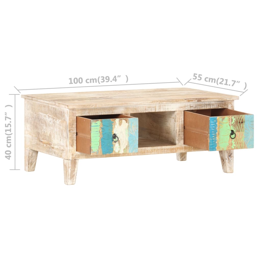 Table basse 100x55x40 cm Bois d'acacia brut - XIOS