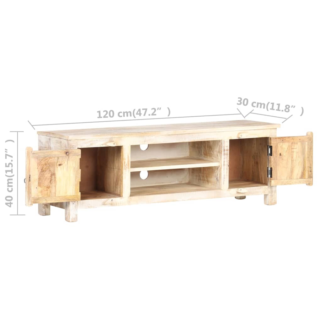 Meuble TV 120x30x40 cm Bois d'acacia brut - XIOS