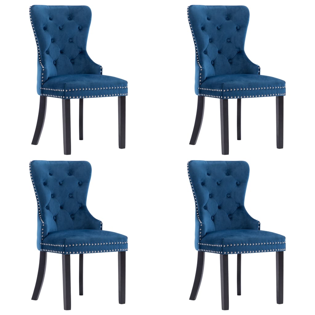 Chaises à manger lot de 4 bleu velours