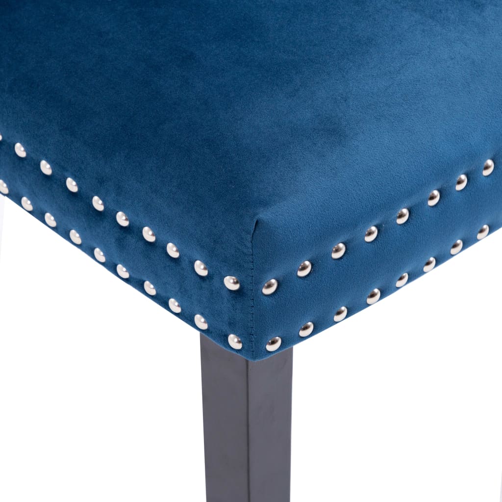 Chaises à manger lot de 4 bleu velours