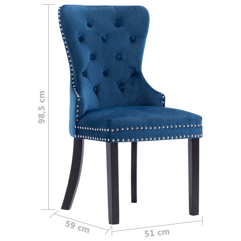 Chaises à manger lot de 4 bleu velours