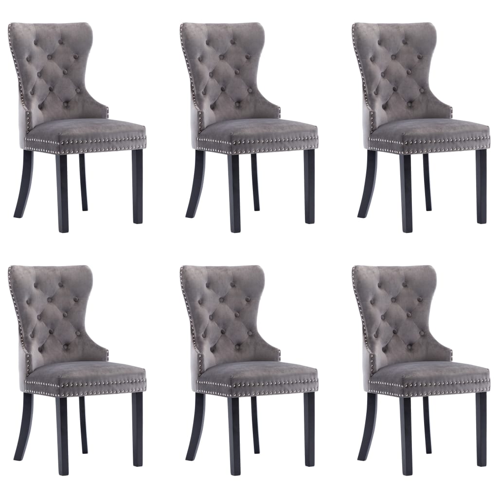 Chaises à manger lot de 6 gris velours - XIOS