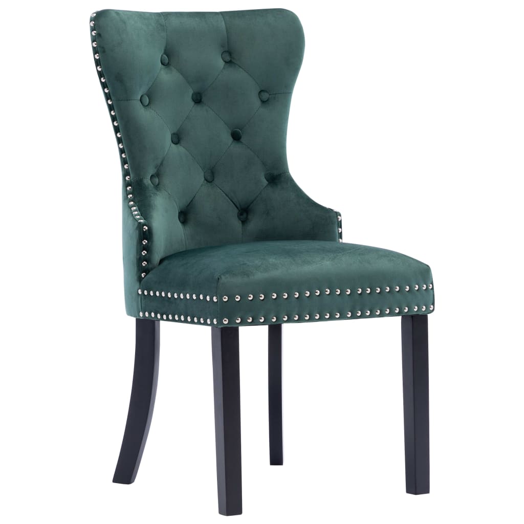 Chaises à manger lot de 4 vert foncé velours - XIOS