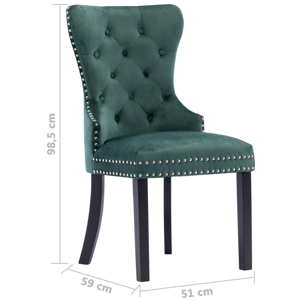 Chaises à manger lot de 6 vert foncé velours - XIOS