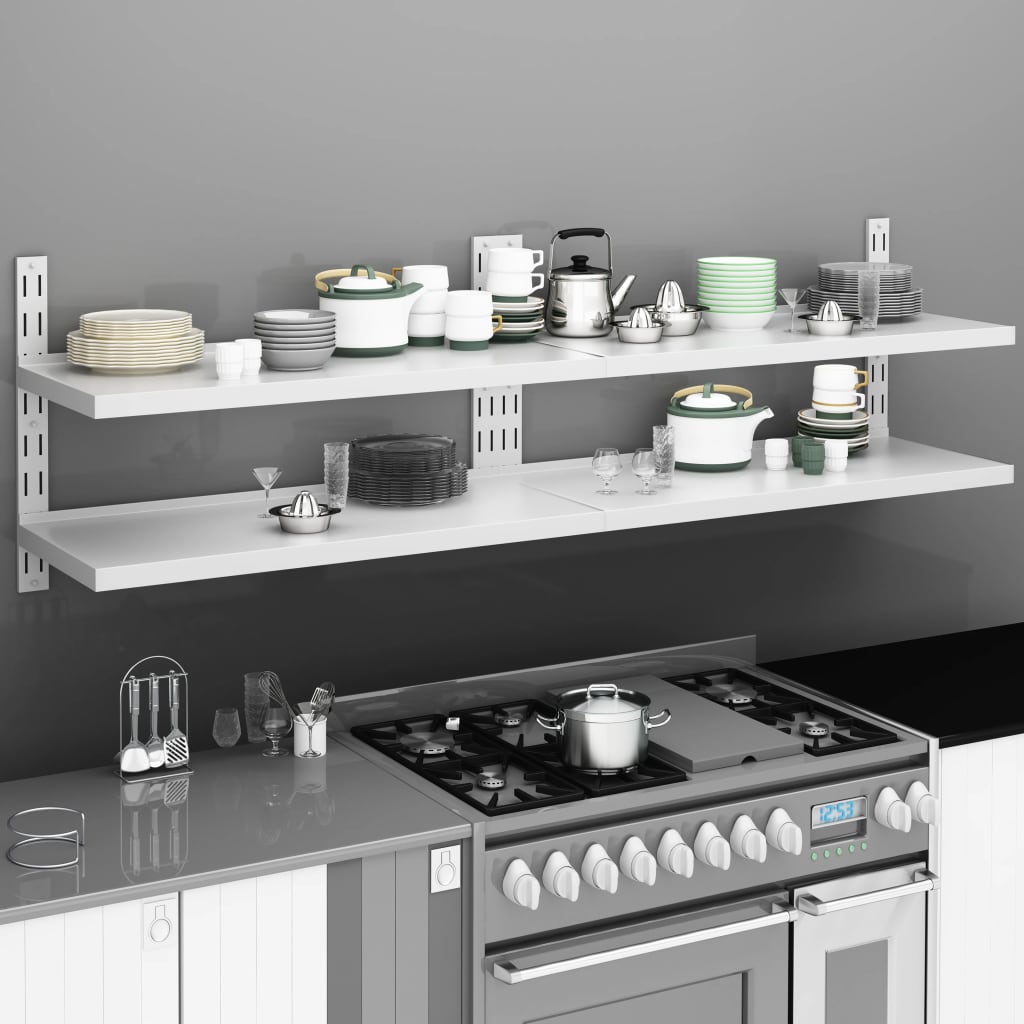 Étagères murales flottantes à 2 niveaux 2 pcs Inox 200x30 cm - XIOS