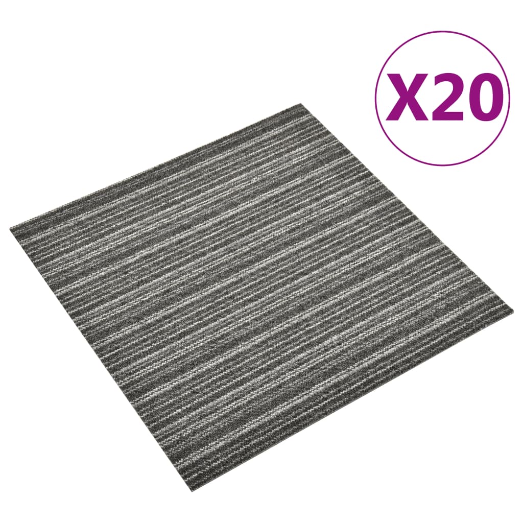 Dalles de tapis de sol 20 pcs 5 m² 50x50 cm Anthracite rayé Tapis & revêtements de sol vidaXL