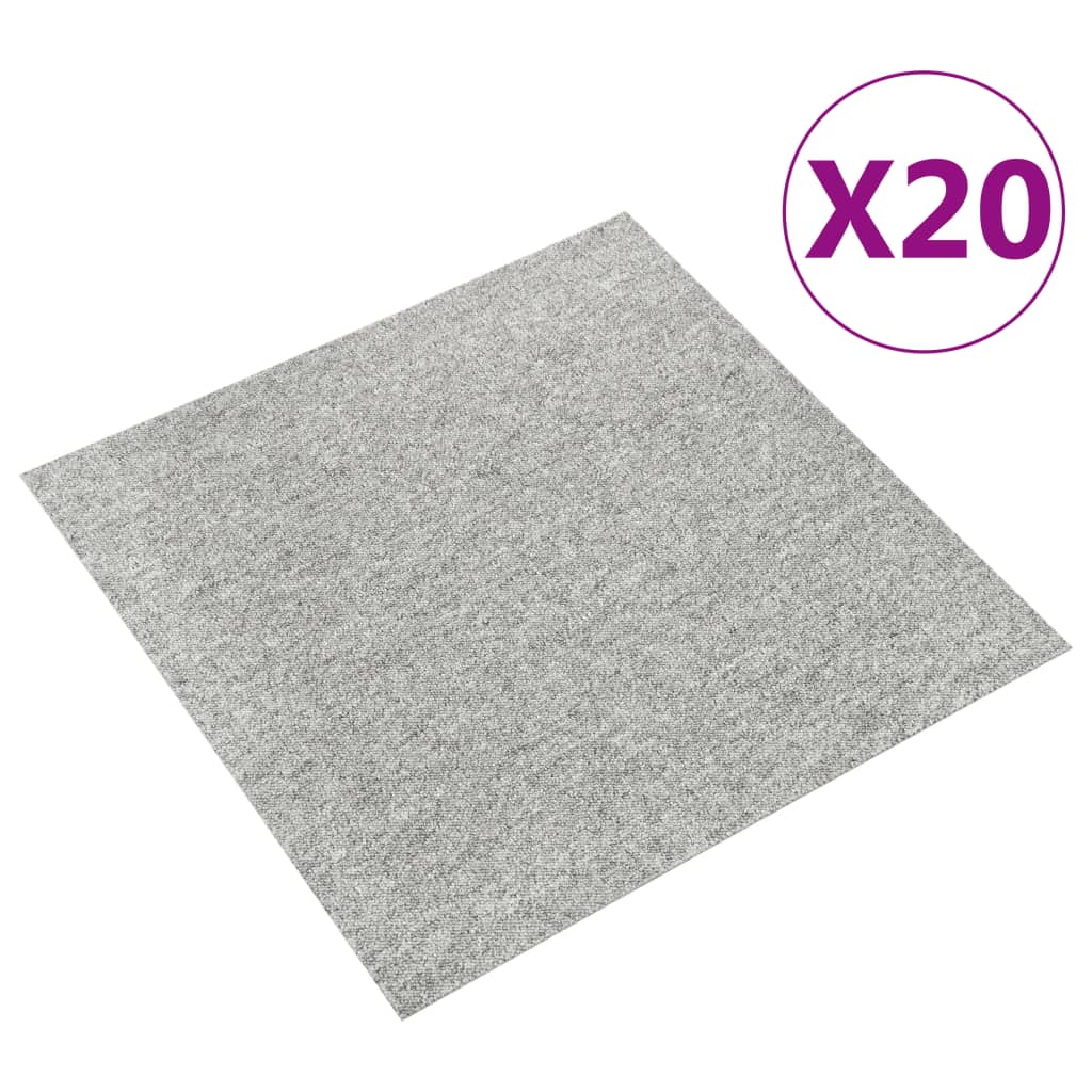 Dalles de tapis de sol 20 pcs 5 m² 50x50 cm Gris clair Tapis & revêtements de sol vidaXL
