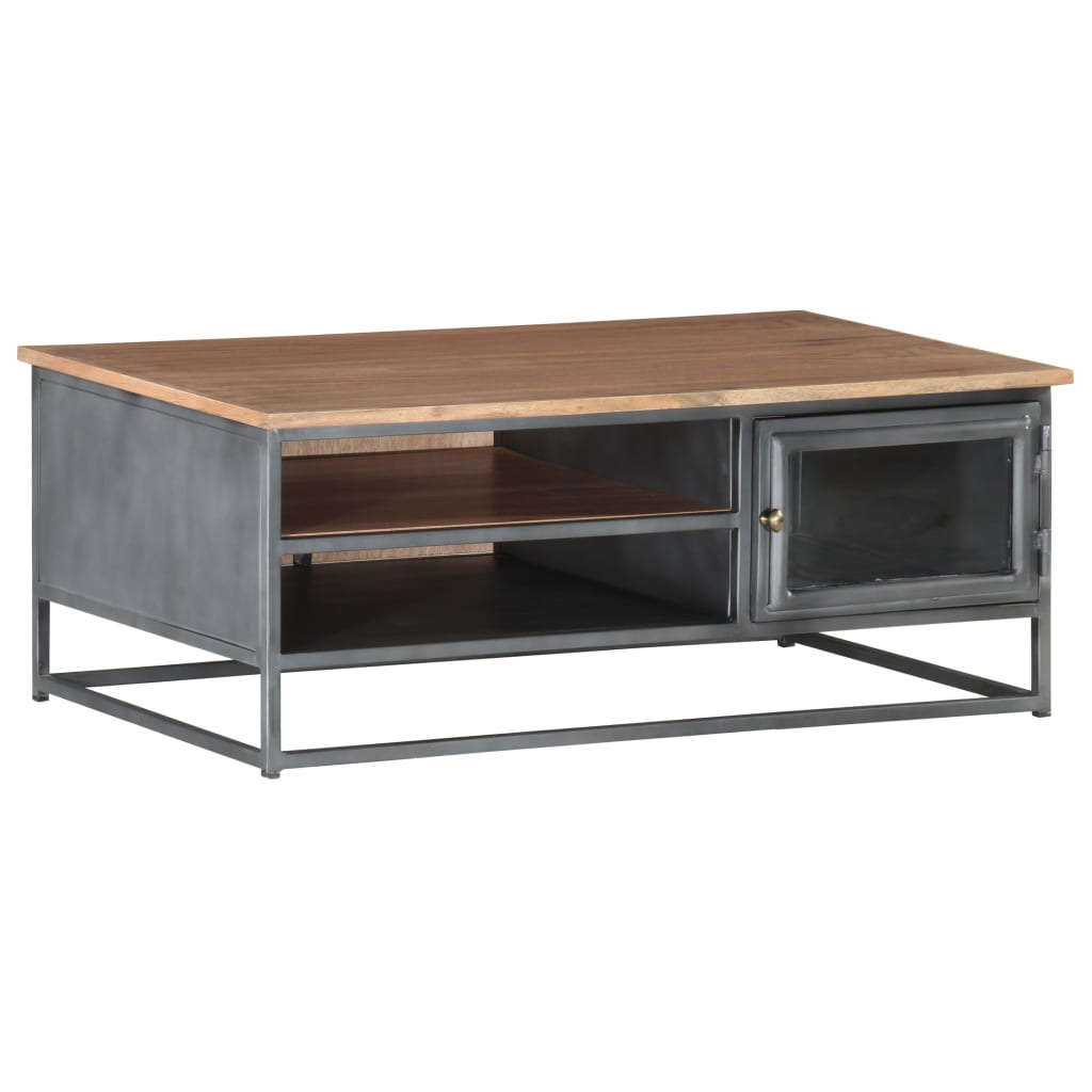 Table basse Gris 90x50x35 cm Bois d'acacia massif - XIOS