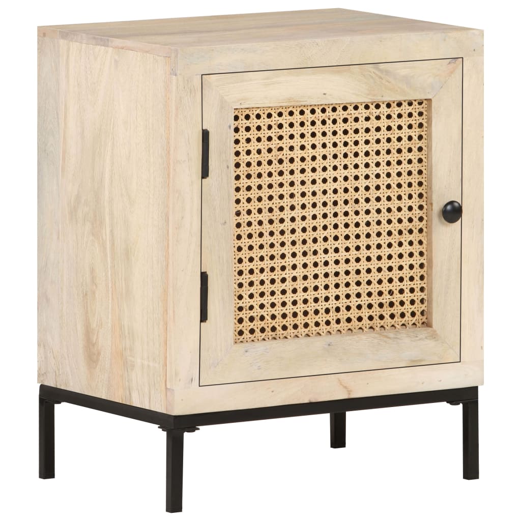 Table de chevet 40x30x50 cm Bois de manguier et canne naturelle - XIOS