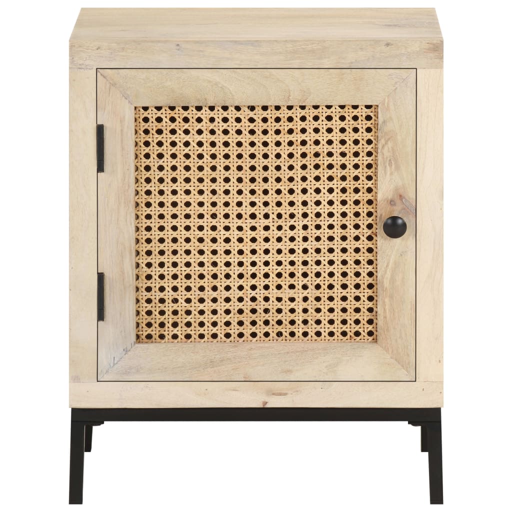 Table de chevet 40x30x50 cm Bois de manguier et canne naturelle - XIOS