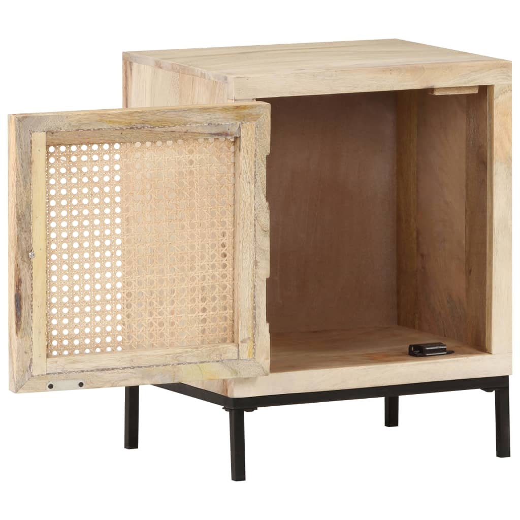 Table de chevet 40x30x50 cm Bois de manguier et canne naturelle - XIOS