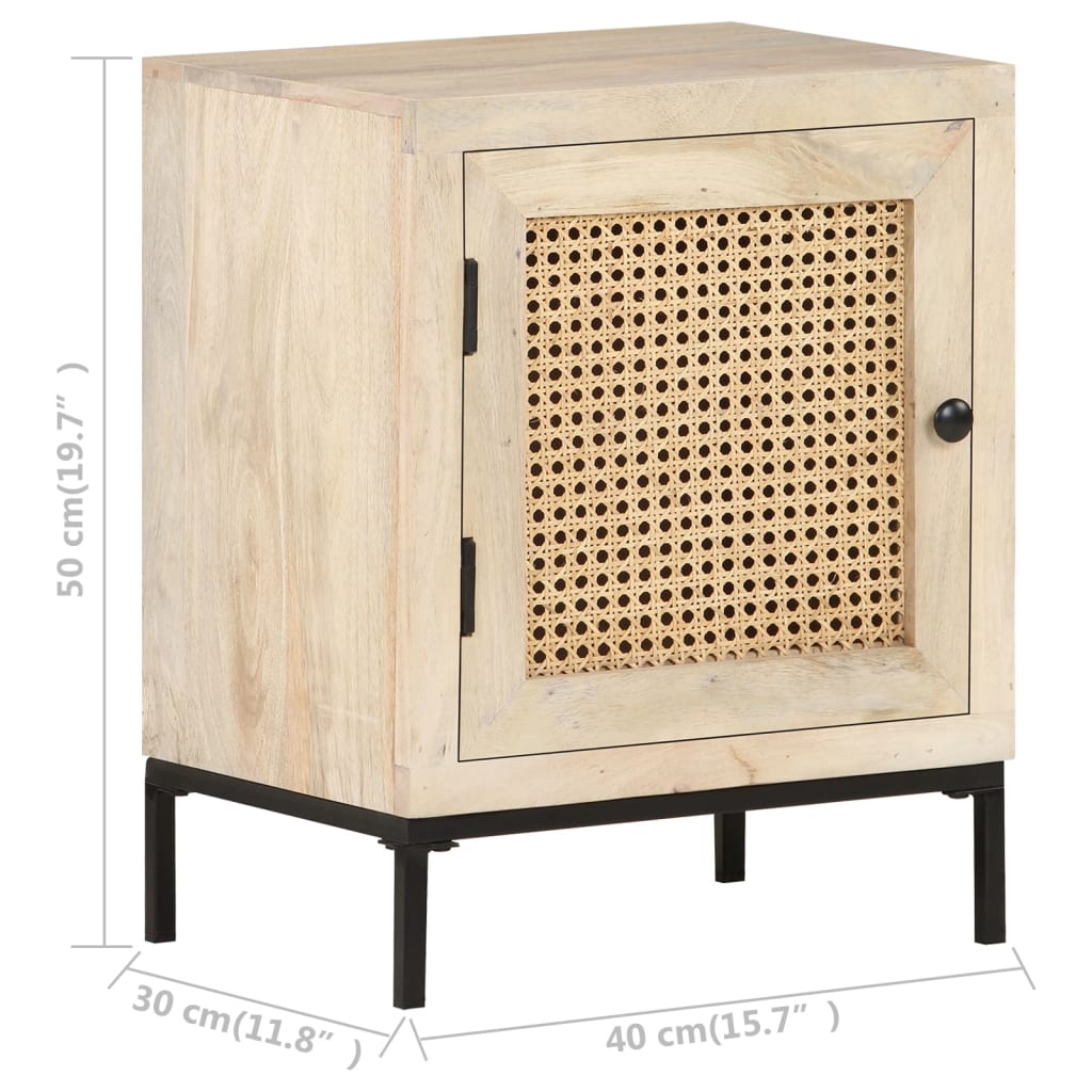 Table de chevet 40x30x50 cm Bois de manguier et canne naturelle - XIOS
