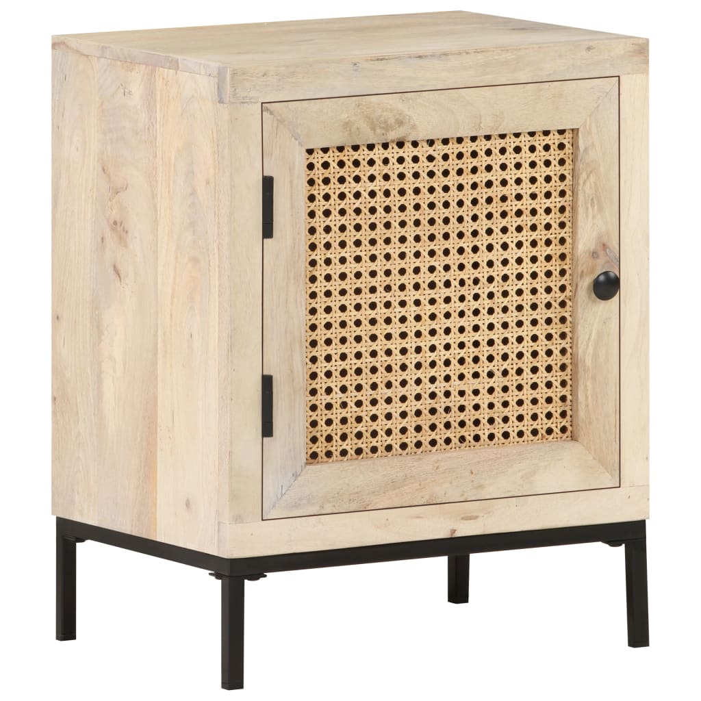 Table de chevet 40x30x50 cm Bois de manguier et canne naturelle - XIOS