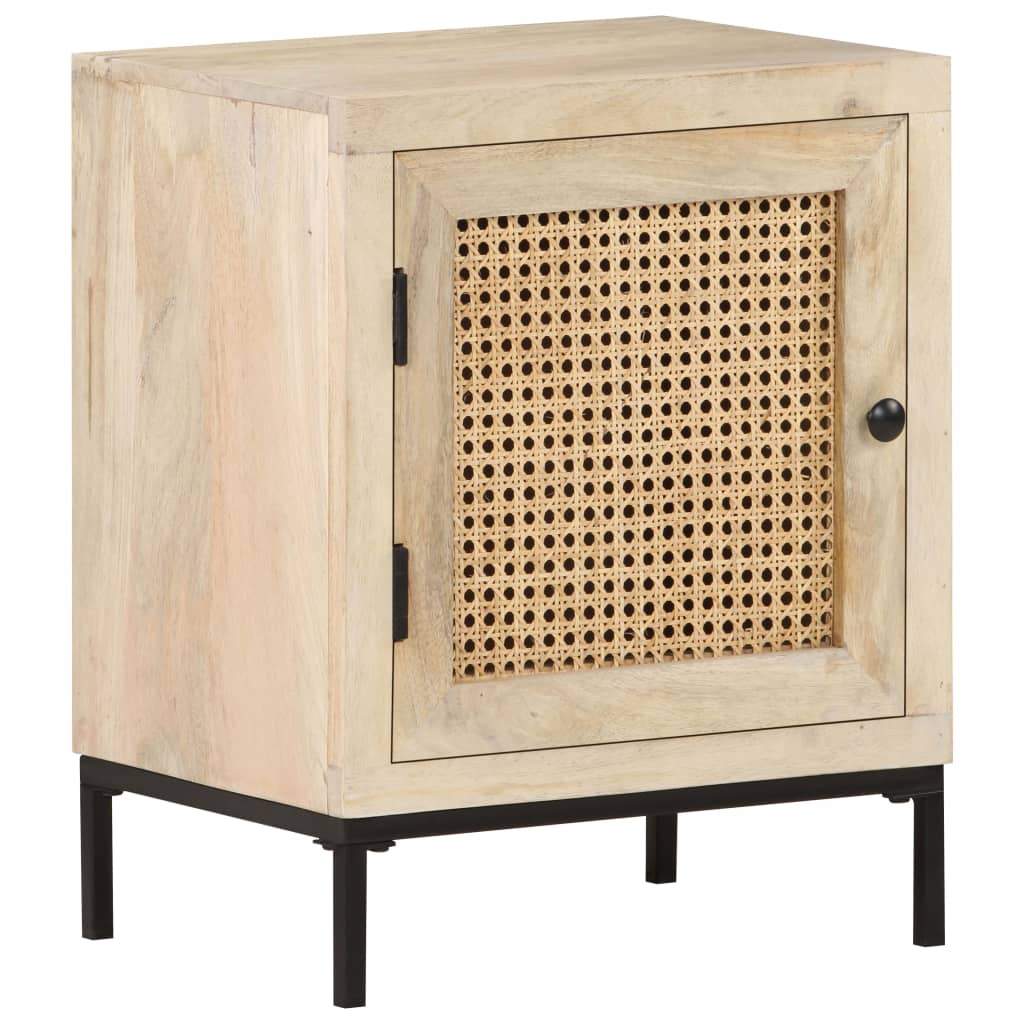 Table de chevet 40x30x50 cm Bois de manguier et canne naturelle - XIOS
