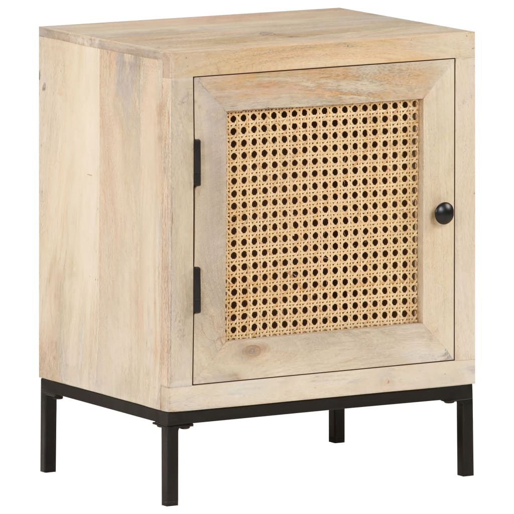 Table de chevet 40x30x50 cm Bois de manguier et canne naturelle - XIOS