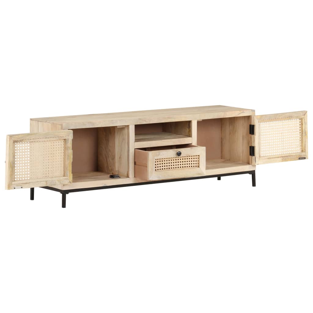 Meuble TV 120x30x40 cm Bois de manguier et canne naturelle Meubles TV vidaXL   
