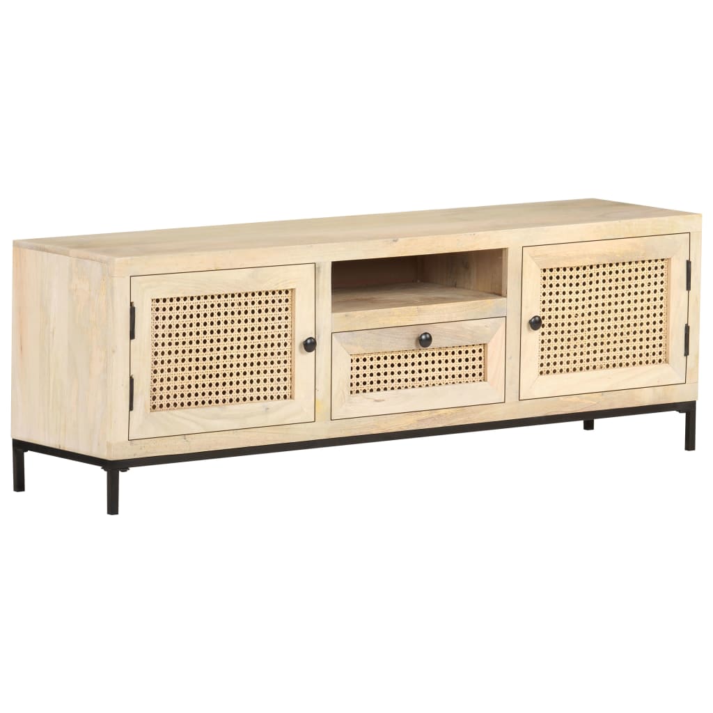 Meuble TV 120x30x40 cm Bois de manguier et canne naturelle Meubles TV vidaXL   