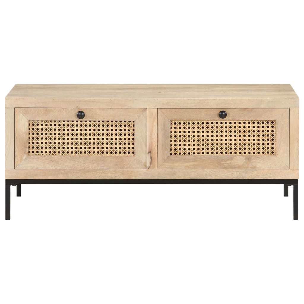 Table basse 90x50x37 cm Bois de manguier et canne naturelle - XIOS