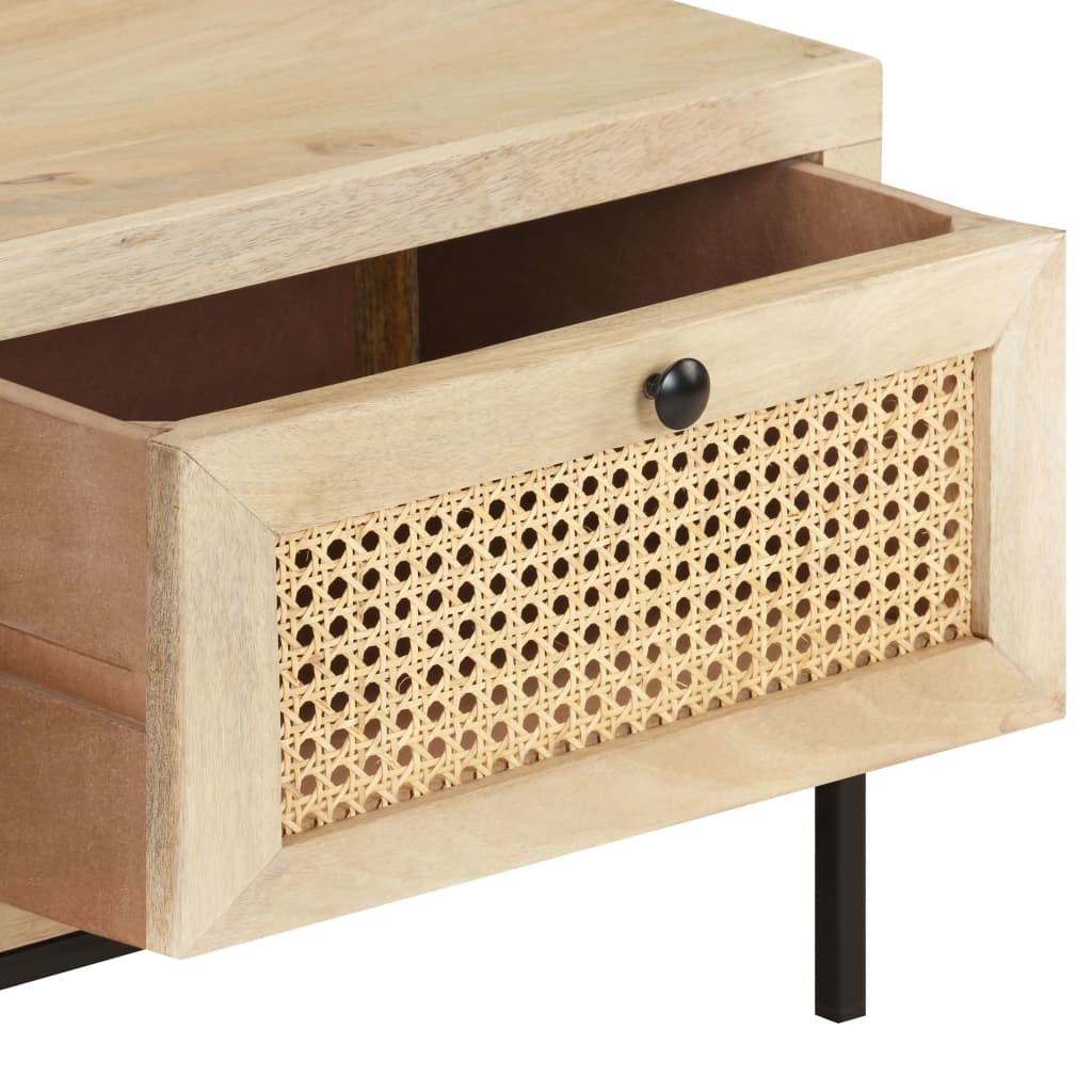 Table basse 90x50x37 cm Bois de manguier et canne naturelle - XIOS