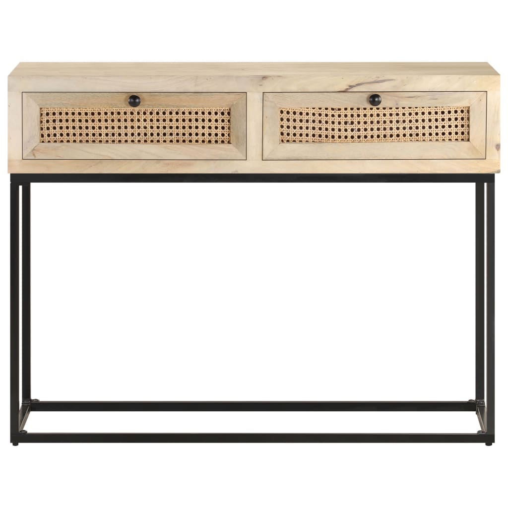 Table console 100x35x76 cm Bois de manguier et canne naturelle - XIOS