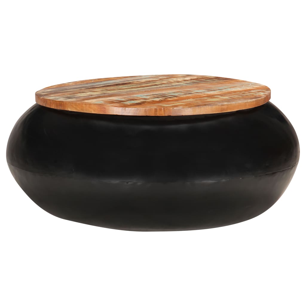 Table basse Noir 68x68x30 cm Bois de récupération solide - XIOS