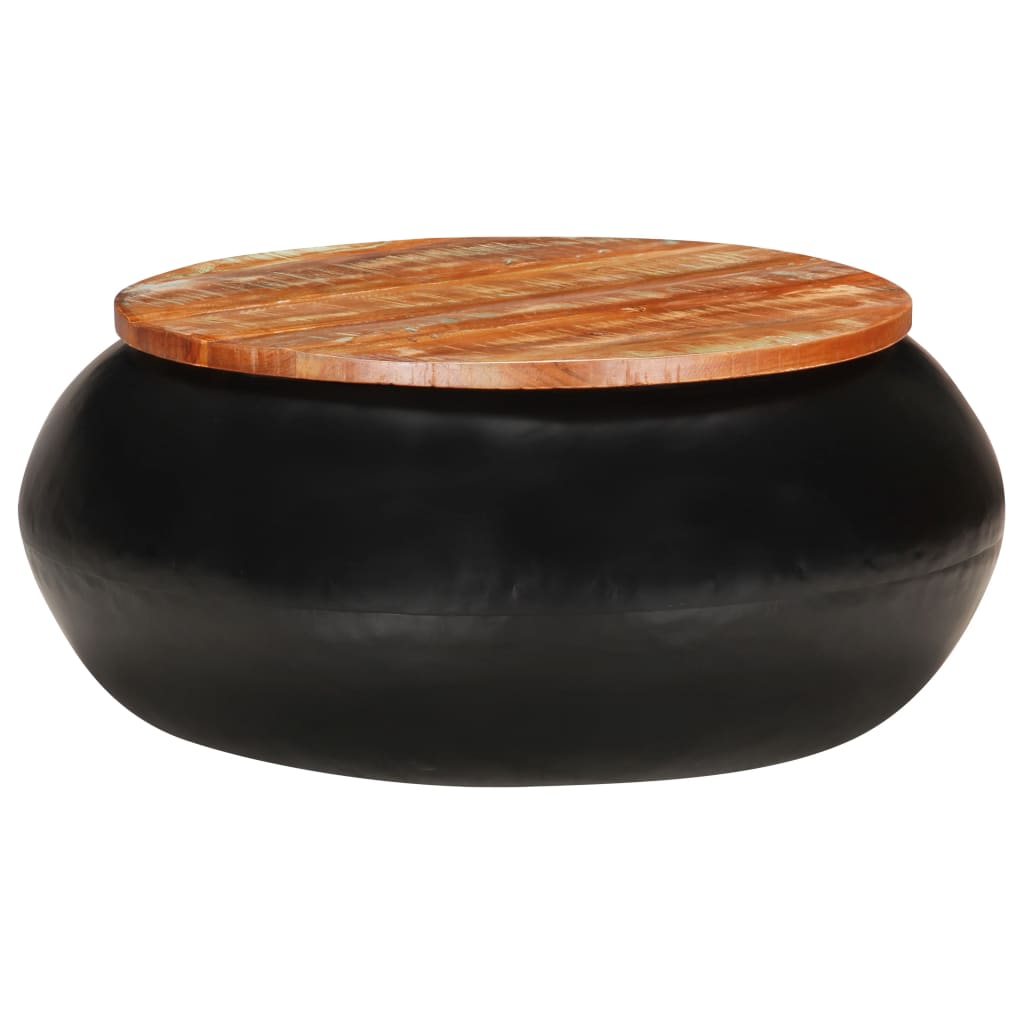 Table basse Noir 68x68x30 cm Bois de récupération solide - XIOS