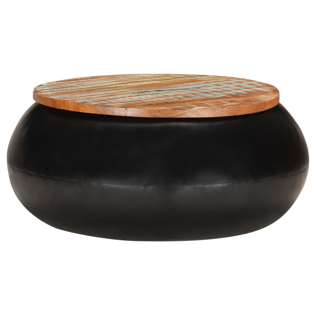 Table basse Noir 68x68x30 cm Bois de récupération solide - XIOS