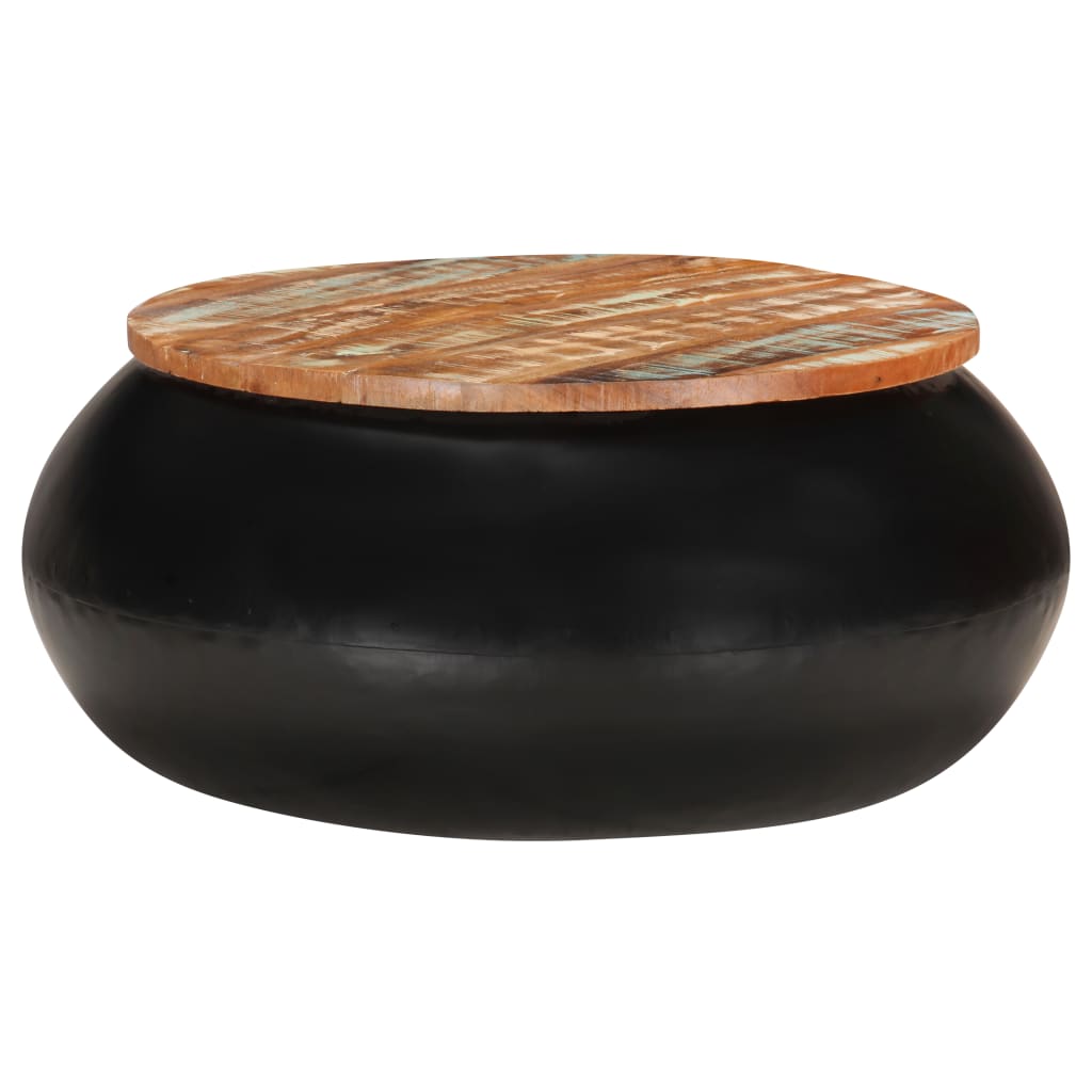Table basse Noir 68x68x30 cm Bois de récupération solide - XIOS