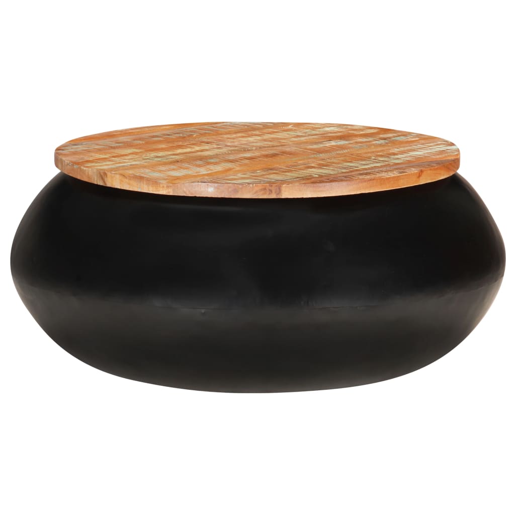 Table basse Noir 68x68x30 cm Bois de récupération solide - XIOS