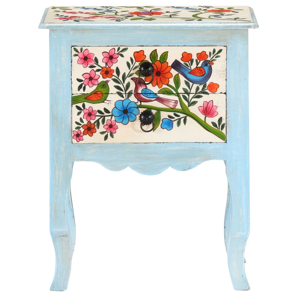 Table de chevet peinte à la main 40x30x50 cm Bois de manguier - XIOS