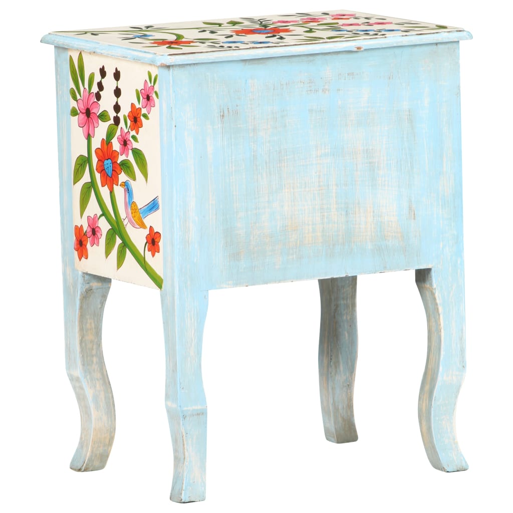 Table de chevet peinte à la main 40x30x50 cm Bois de manguier - XIOS