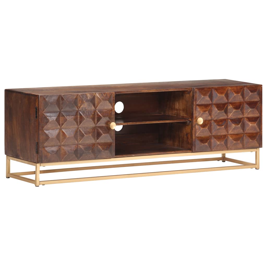 Meuble TV 124 x 29 x 45 cm en bois de manguier massif - XIOS