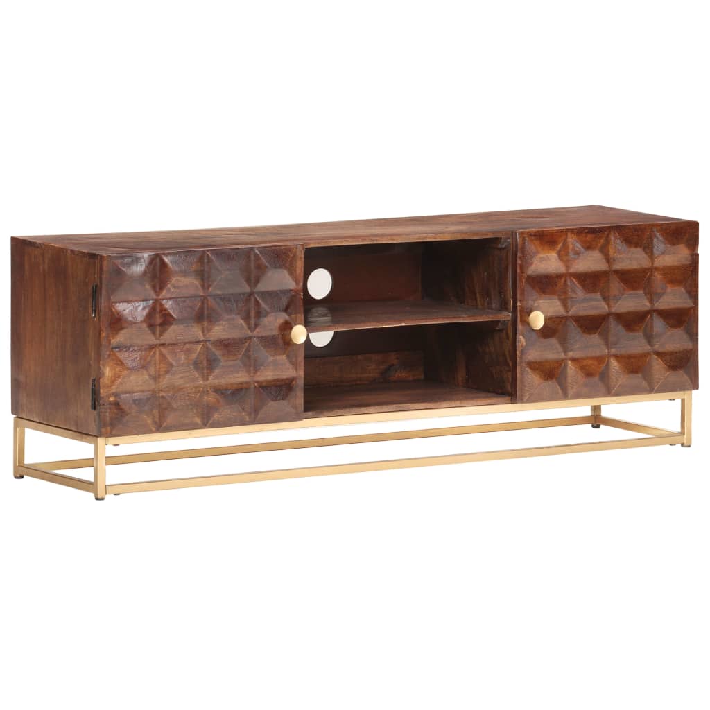 Meuble TV 124 x 29 x 45 cm en bois de manguier massif - XIOS
