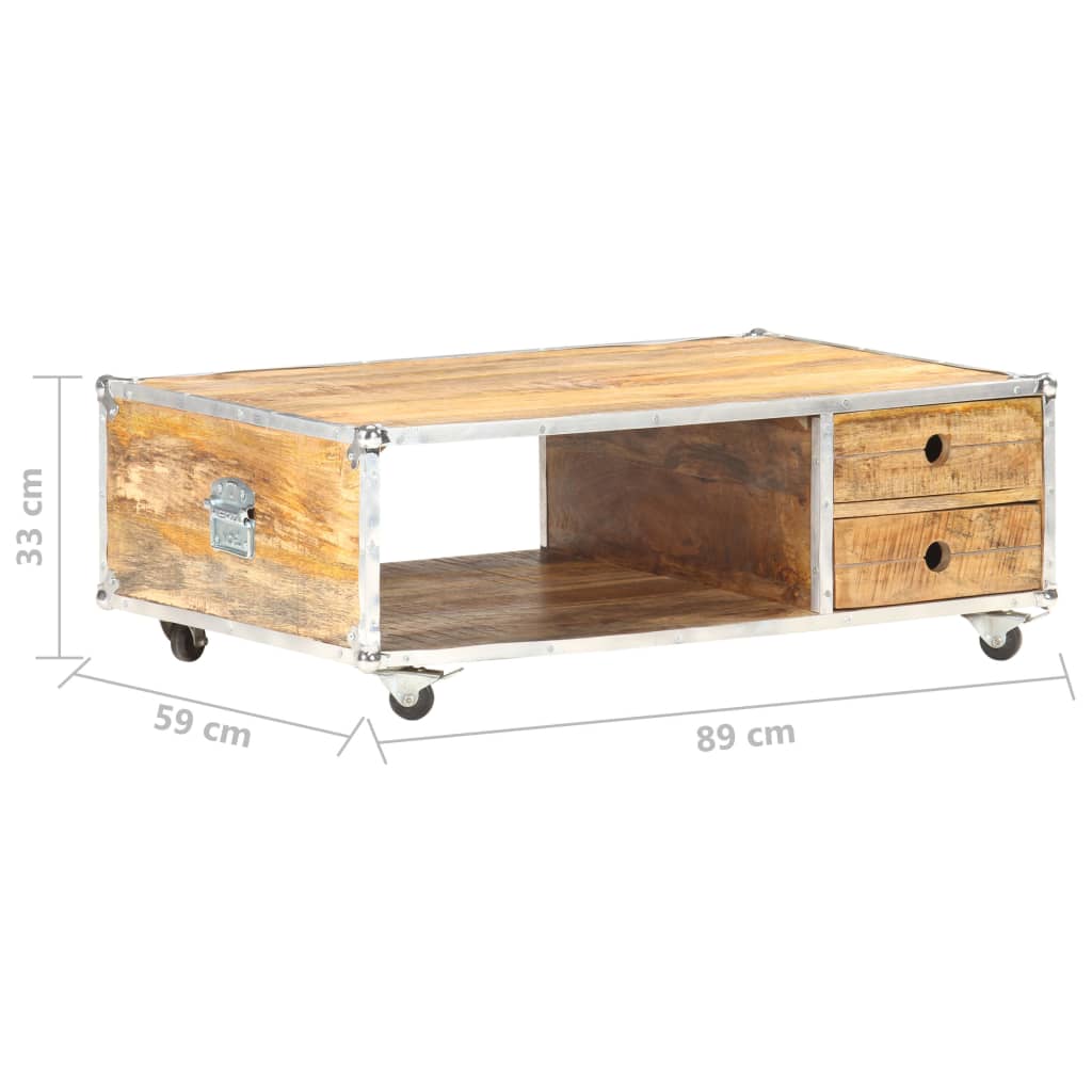 Table basse 89x59x33 cm Bois massif de manguier brut - XIOS