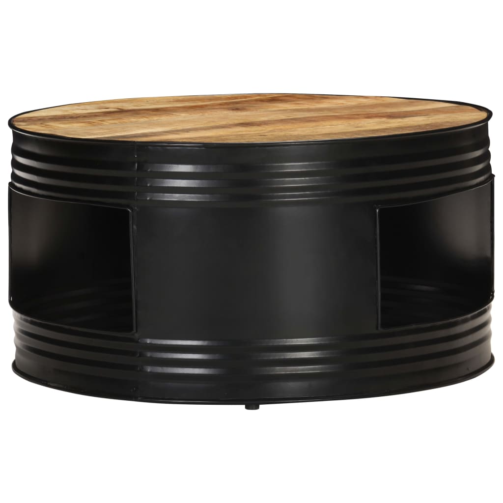 Table basse Noir 68x68x36 cm Bois massif de manguier brut - XIOS