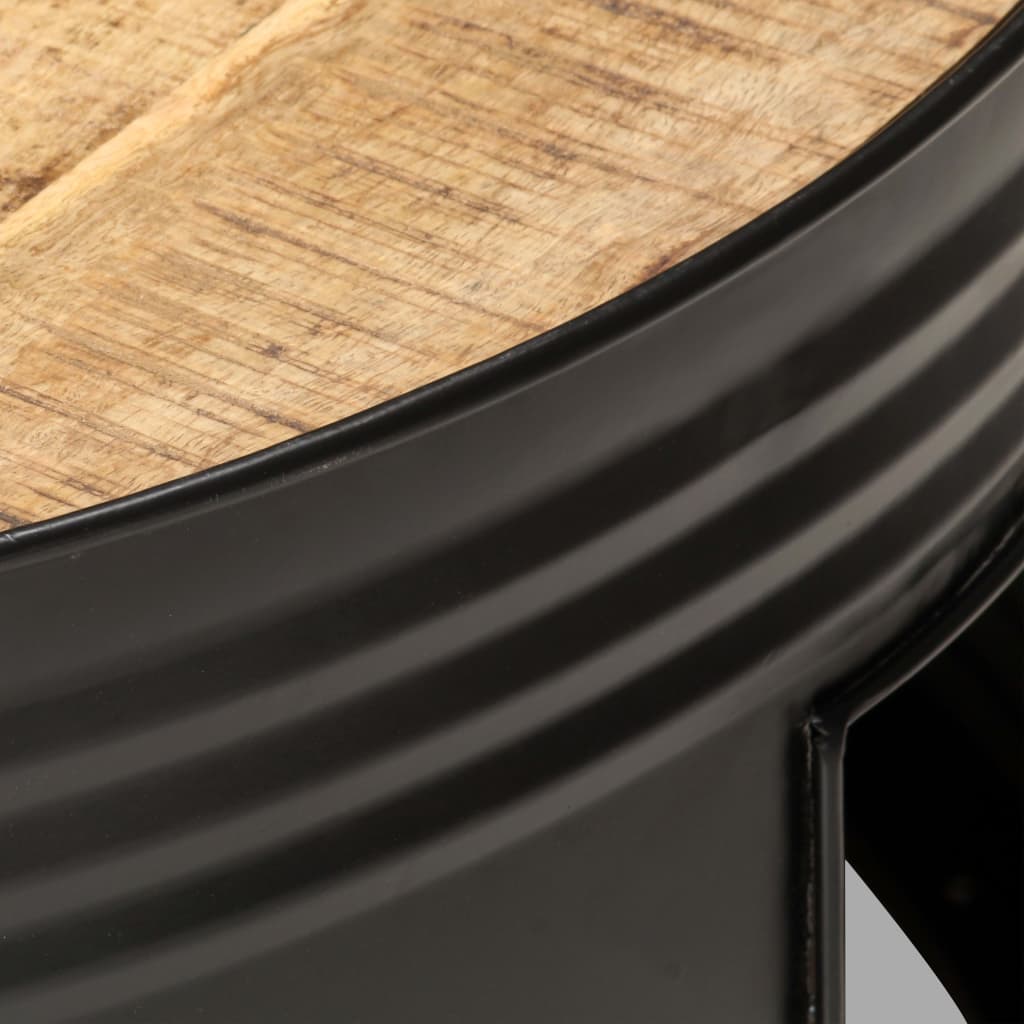 Table basse Noir 68x68x36 cm Bois massif de manguier brut - XIOS