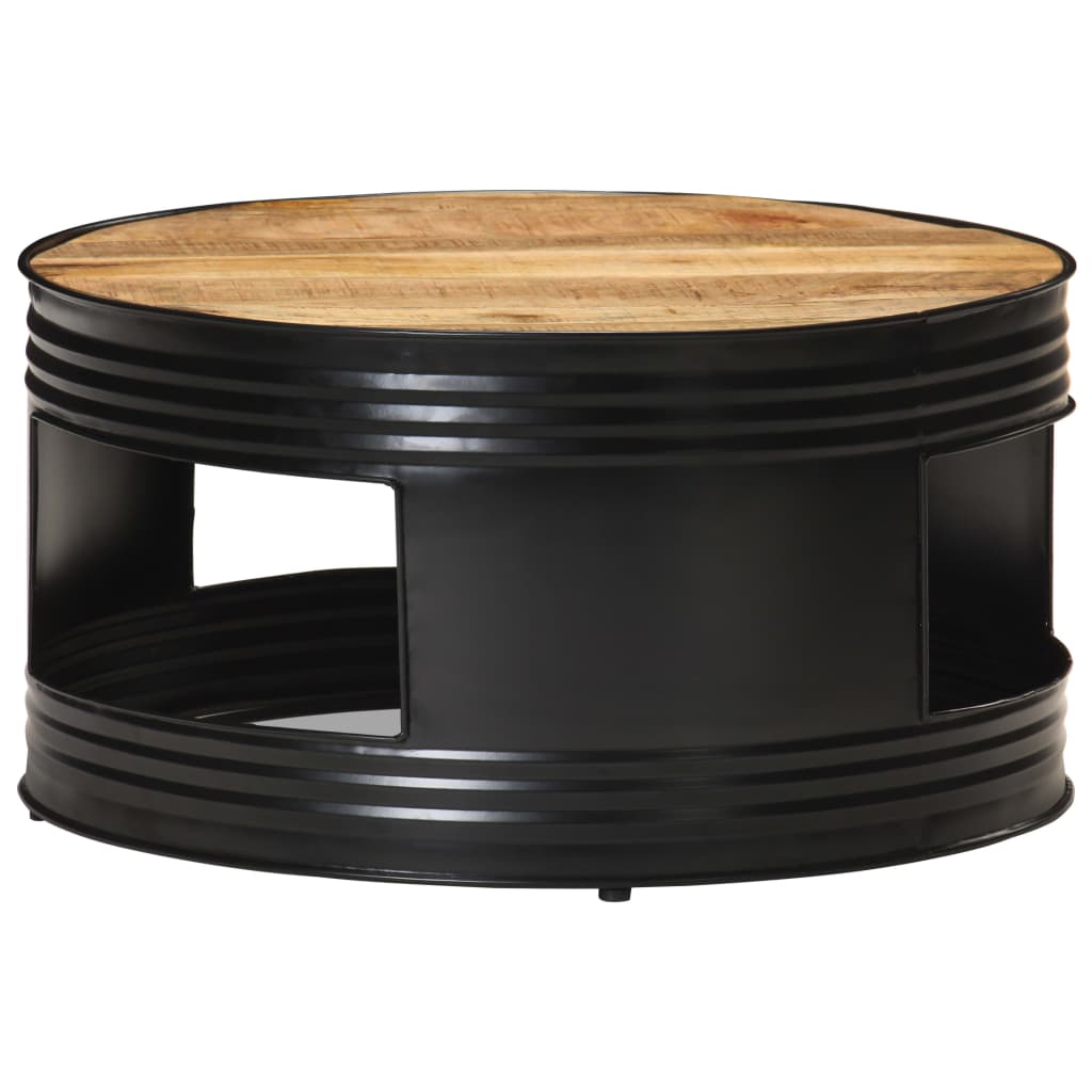 Table basse Noir 68x68x36 cm Bois massif de manguier brut - XIOS