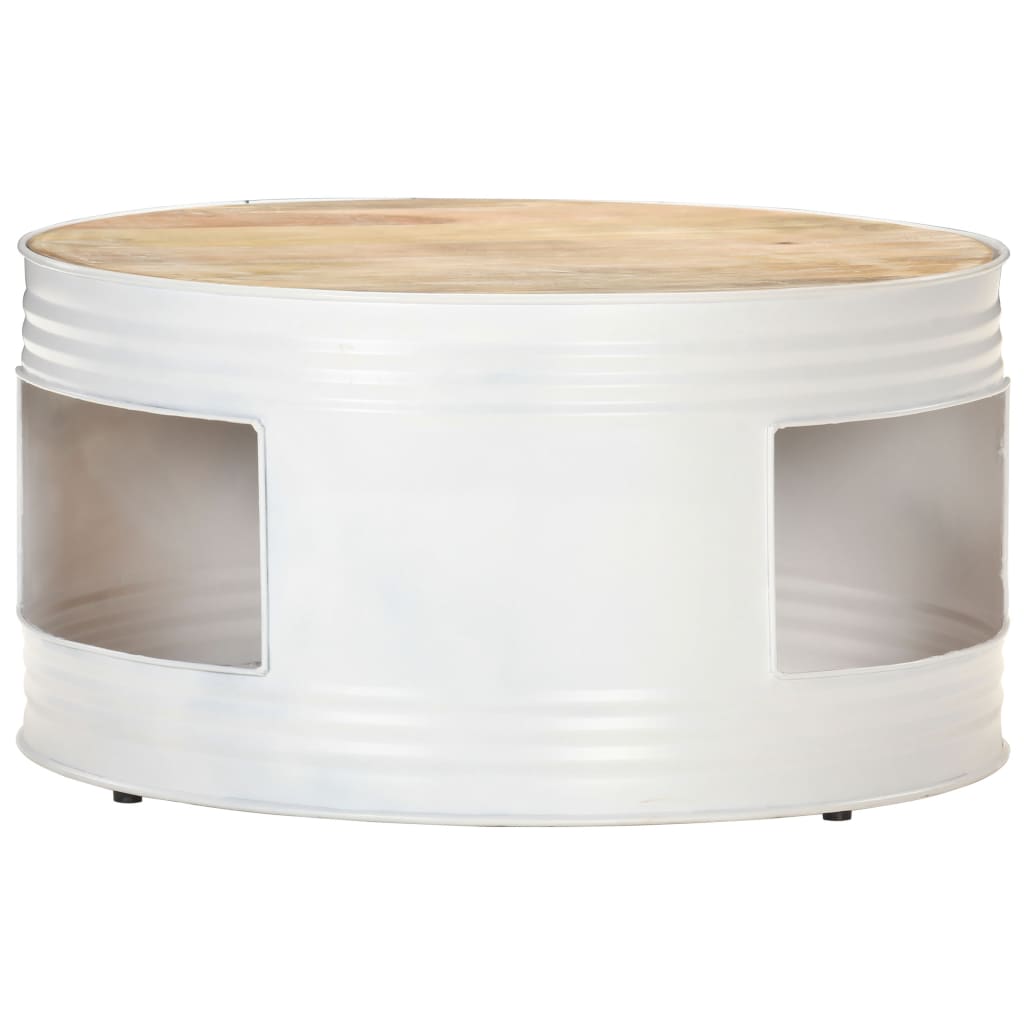 Table basse Blanc 68x68x36 cm Bois de manguier solide - XIOS