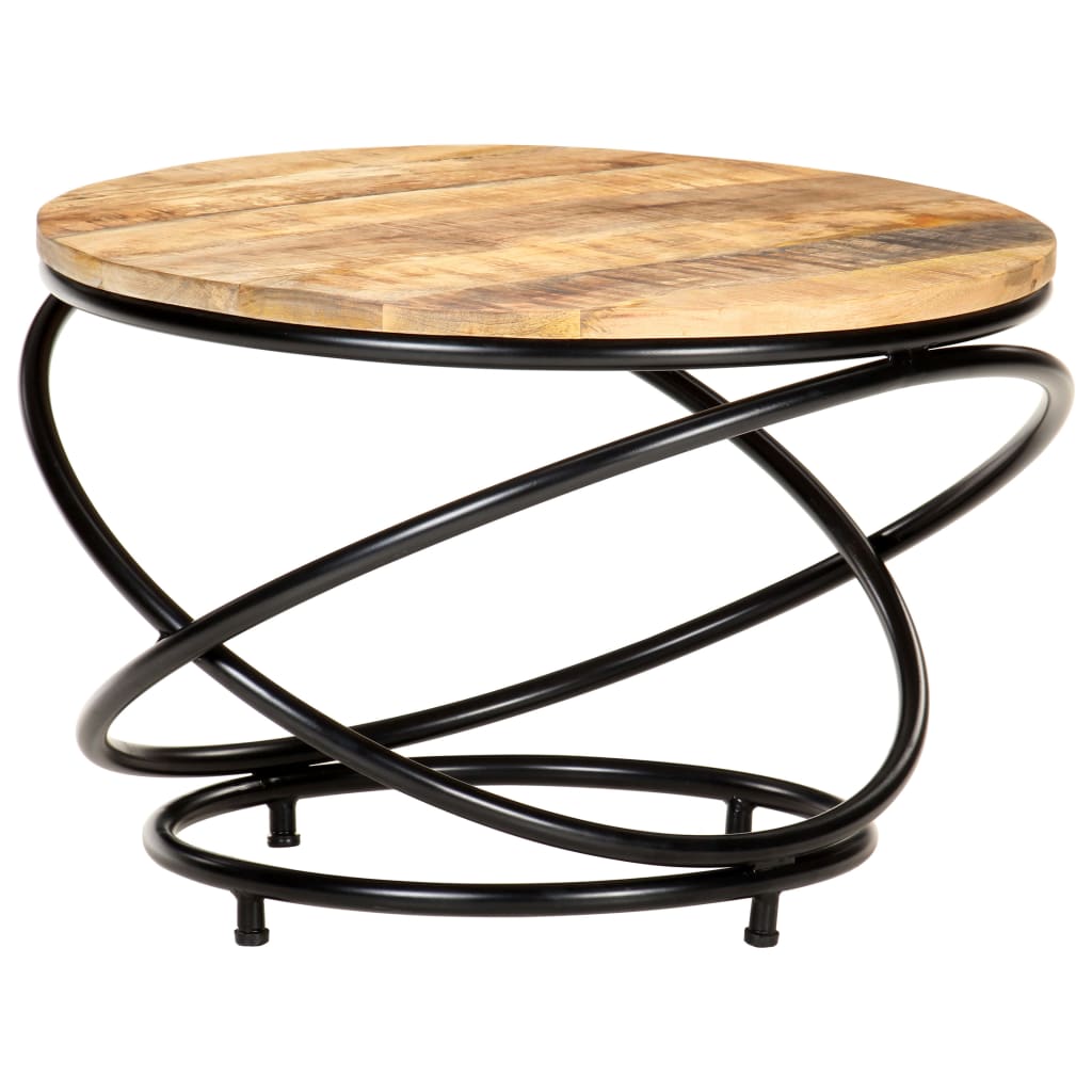 Table basse Noir 60x60x40 cm Bois massif de manguier brut - XIOS