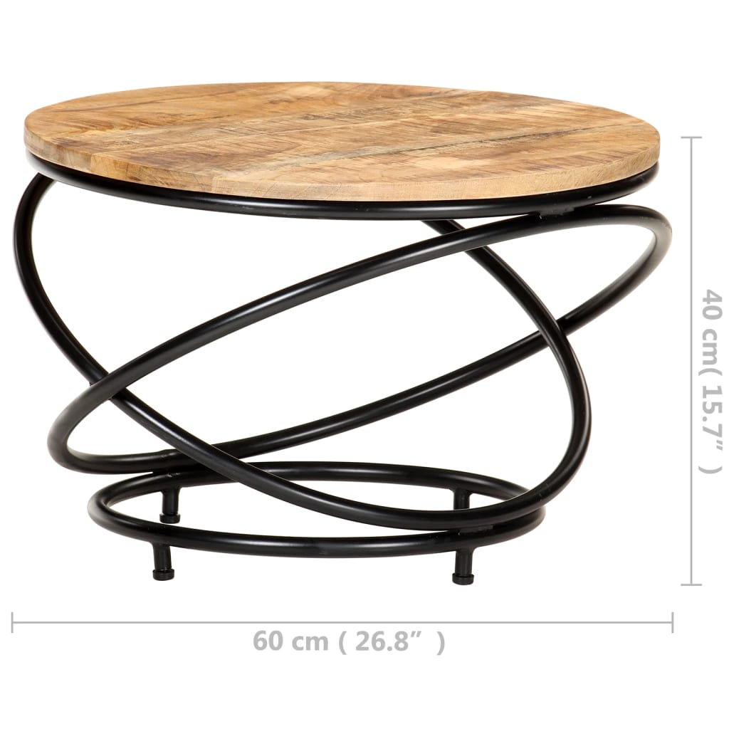 Table basse Noir 60x60x40 cm Bois massif de manguier brut - XIOS