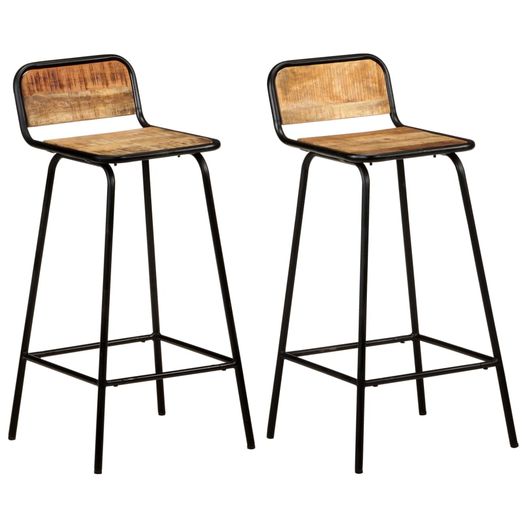 Chaises de bar lot de 2 bois de manguier solide - XIOS