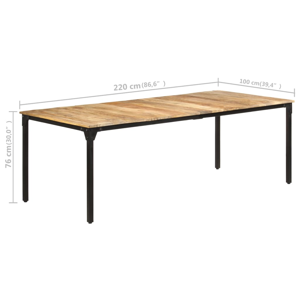 Table de salle à manger 220x100x76 cm Bois de manguier brut